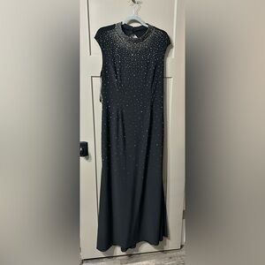 Eliza J Black Maxi Dress with Crystal Neckline keyhole back